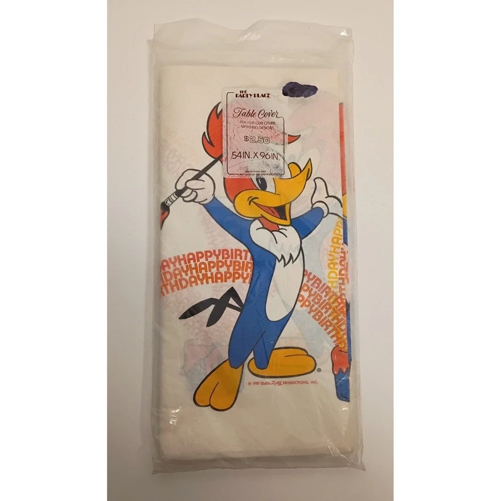 1981 Vintage Party Place Woody Woodpecker Paper Table Cover 54x96